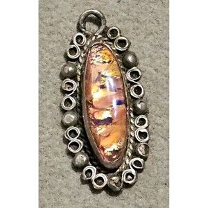 Sterling Silver 925 Dragons Breath Fire Agate Pendant Charm Southwest Navajo